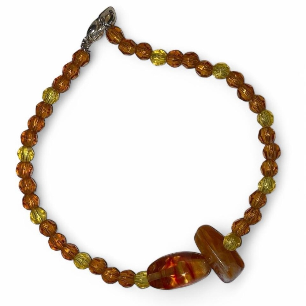 Amber and Yellow Beaded Bracelet